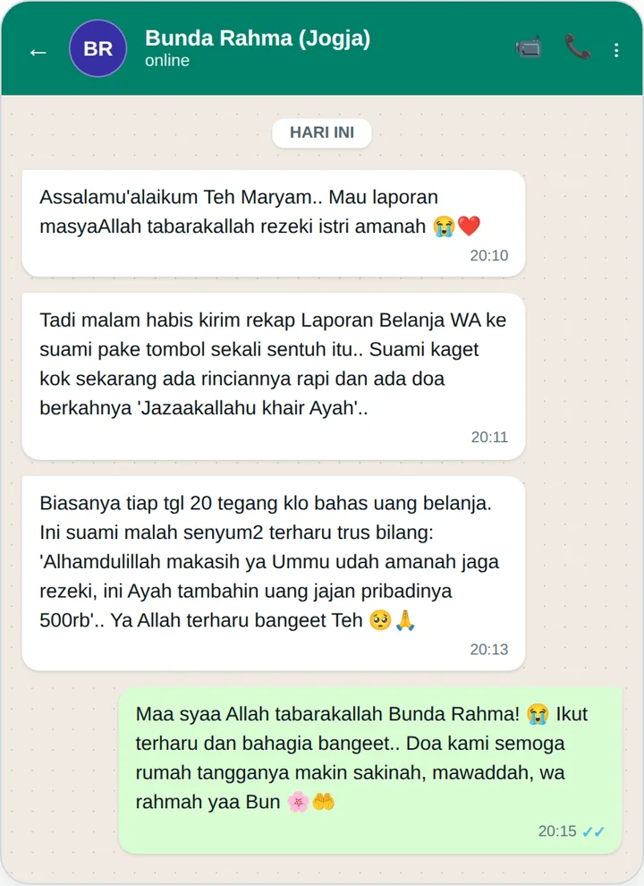 Testimoni WhatsApp Laporan Suami